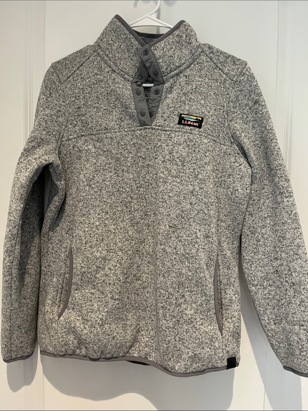 L.L.Bean Heather Gray Snap-Placket Fleece Pullover